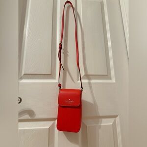 kate spade Orange-Red Leather Crossbody Phone Pouch